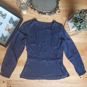 Ann Taylor Brand New Navy Peplum Blouse